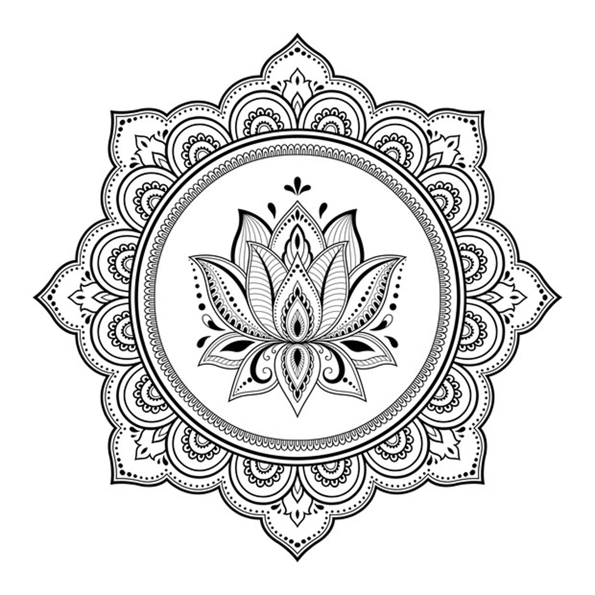 Desenho de Mandala meditação para colorir , imprimir o baixar. Pinta  on-line com um jogo de colorir desenhos de Ma…